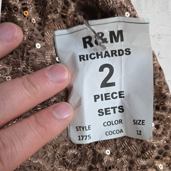 90s Vintage Bronze Midi Dress Brown Sequin Floral Lace Column Midi Dress Size 12 - Picture 7 of 16